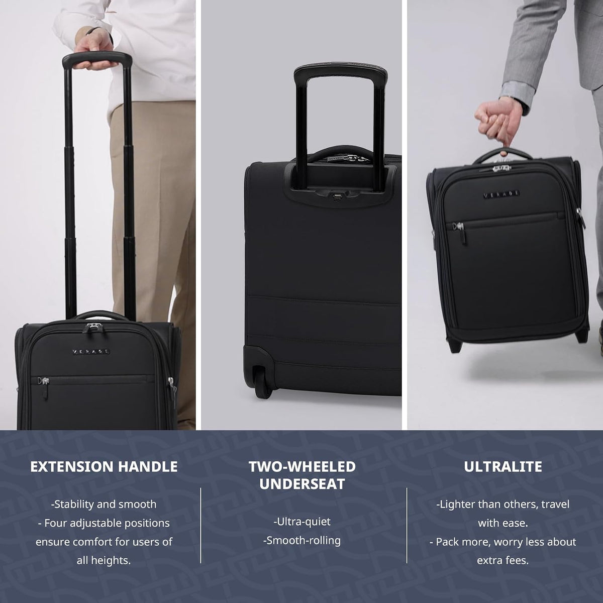 Underseat Carry On Luggage with Wheels & USB Port,14 inch Cloud Gray Wheeled Spinner Carry-on Luggages Bags for Airlines, Lightweight Overnight Suitcase for Men Women