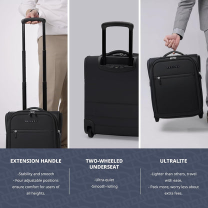 Underseat Carry On Luggage with Wheels & USB Port,14 inch Cloud Gray Wheeled Spinner Carry-on Luggages Bags for Airlines, Lightweight Overnight Suitcase for Men Women