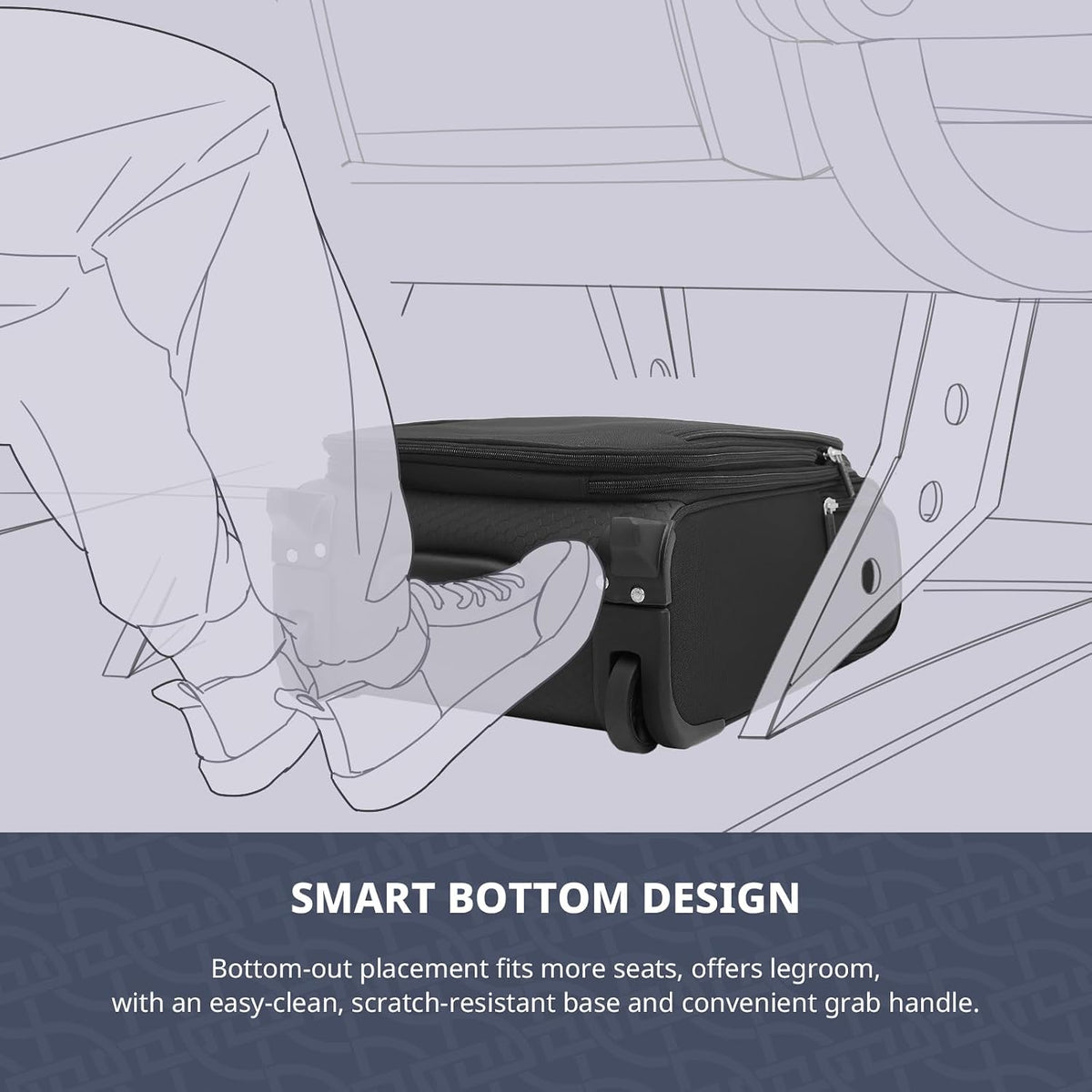 Underseat Carry On Luggage with Wheels & USB Port,14 inch Cloud Gray Wheeled Spinner Carry-on Luggages Bags for Airlines, Lightweight Overnight Suitcase for Men Women
