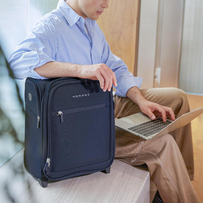 Underseat Carry On Luggage with Wheels & USB Port,14 inch Cloud Gray Wheeled Spinner Carry-on Luggages Bags for Airlines, Lightweight Overnight Suitcase for Men Women