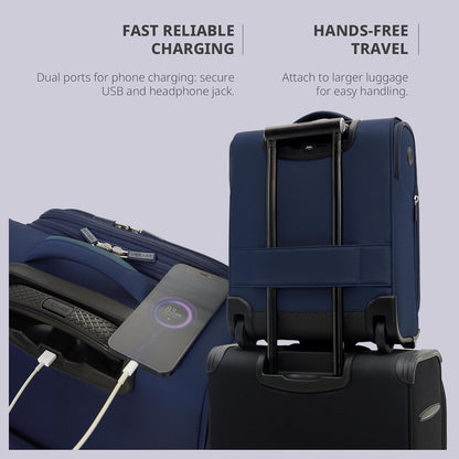 Underseat Carry On Luggage with Wheels & USB Port,14 inch Cloud Gray Wheeled Spinner Carry-on Luggages Bags for Airlines, Lightweight Overnight Suitcase for Men Women