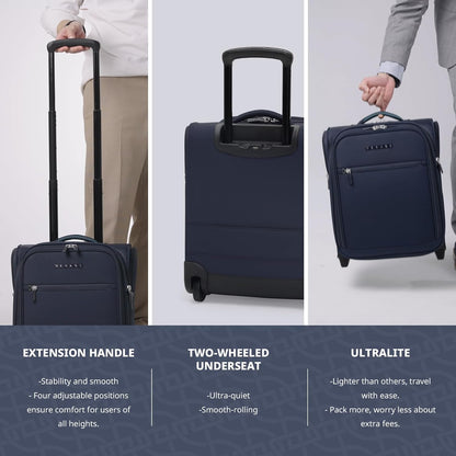 Underseat Carry On Luggage with Wheels & USB Port,14 inch Cloud Gray Wheeled Spinner Carry-on Luggages Bags for Airlines, Lightweight Overnight Suitcase for Men Women