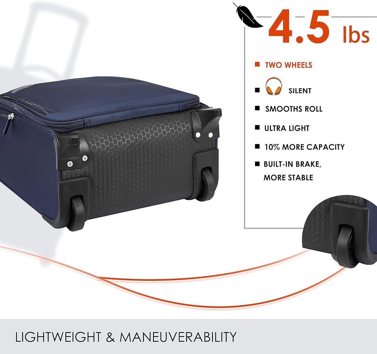 Underseat Carry On Luggage with Wheels & USB Port,14 inch Cloud Gray Wheeled Spinner Carry-on Luggages Bags for Airlines, Lightweight Overnight Suitcase for Men Women