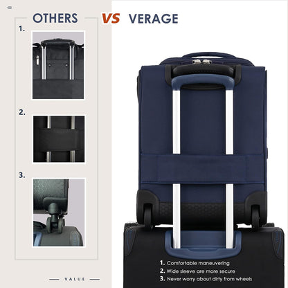 Underseat Carry On Luggage with Wheels & USB Port,14 inch Cloud Gray Wheeled Spinner Carry-on Luggages Bags for Airlines, Lightweight Overnight Suitcase for Men Women