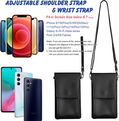 PU Leather Small Phone Bag with Transparent Window for Touchable Screen, 6.7" Without Phone case Compatibility, Magnetic Closure & Waterproof - Crossbody Wallet Case with Shoulder Strap