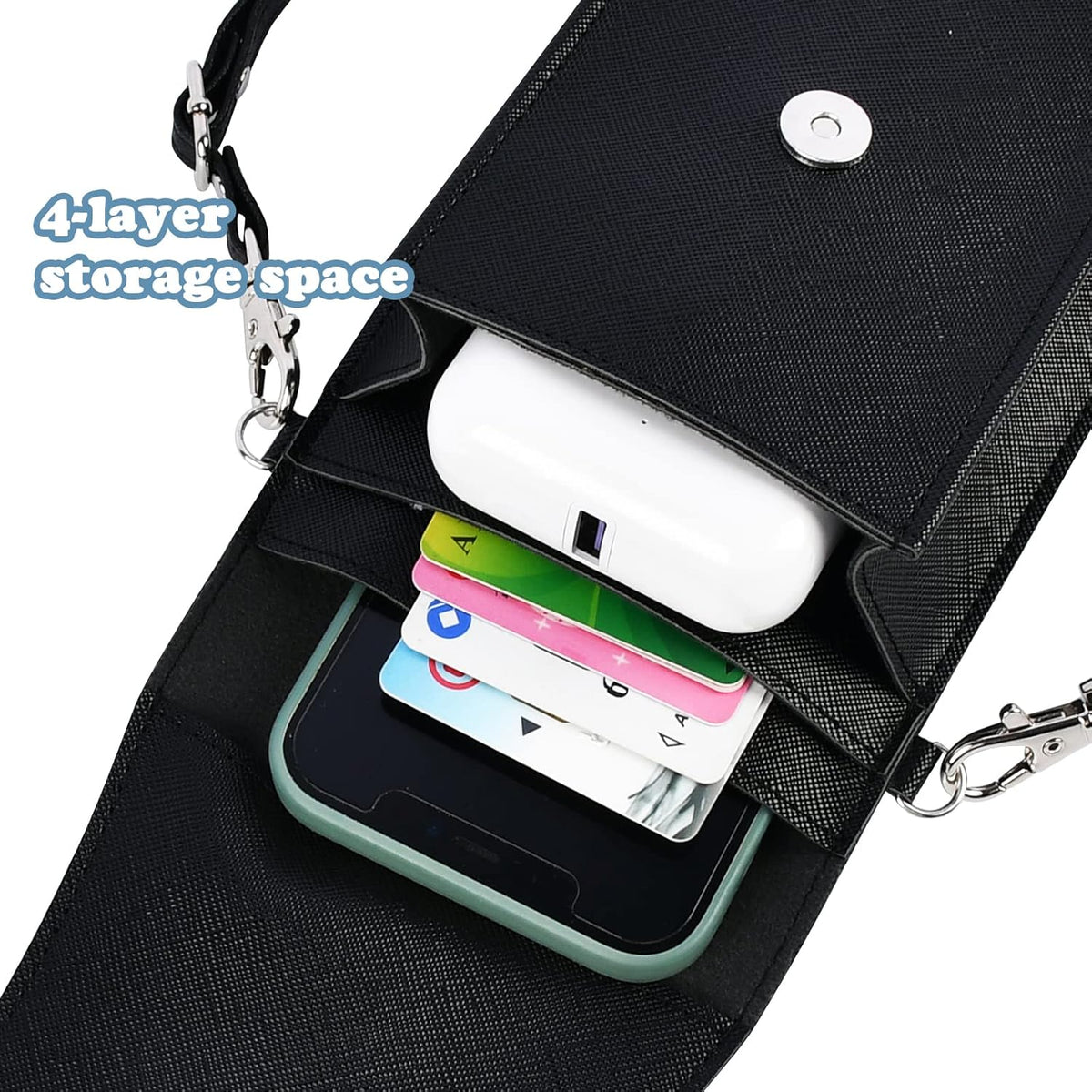 PU Leather Small Phone Bag with Transparent Window for Touchable Screen, 6.7" Without Phone case Compatibility, Magnetic Closure & Waterproof - Crossbody Wallet Case with Shoulder Strap
