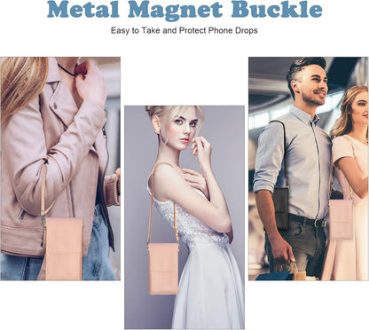 PU Leather Small Phone Bag with Transparent Window for Touchable Screen, 6.7" Without Phone case Compatibility, Magnetic Closure & Waterproof - Crossbody Wallet Case with Shoulder Strap