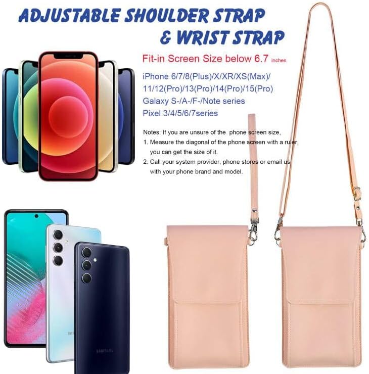 PU Leather Small Phone Bag with Transparent Window for Touchable Screen, 6.7" Without Phone case Compatibility, Magnetic Closure & Waterproof - Crossbody Wallet Case with Shoulder Strap