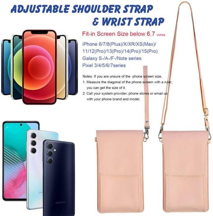 PU Leather Small Phone Bag with Transparent Window for Touchable Screen, 6.7" Without Phone case Compatibility, Magnetic Closure & Waterproof - Crossbody Wallet Case with Shoulder Strap