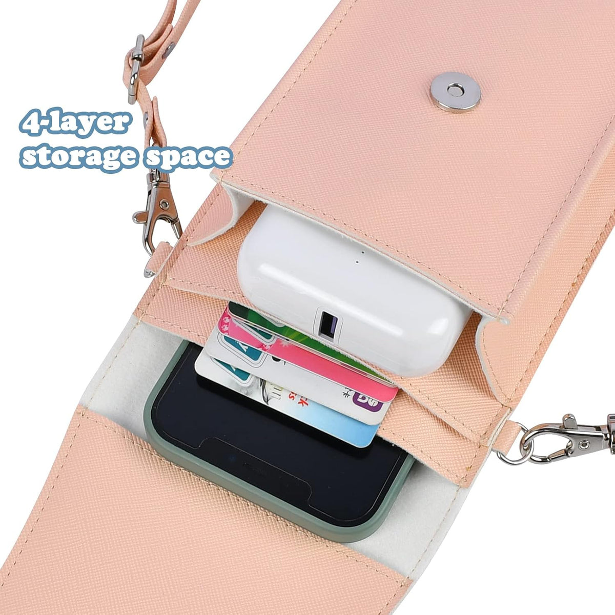 PU Leather Small Phone Bag with Transparent Window for Touchable Screen, 6.7" Without Phone case Compatibility, Magnetic Closure & Waterproof - Crossbody Wallet Case with Shoulder Strap