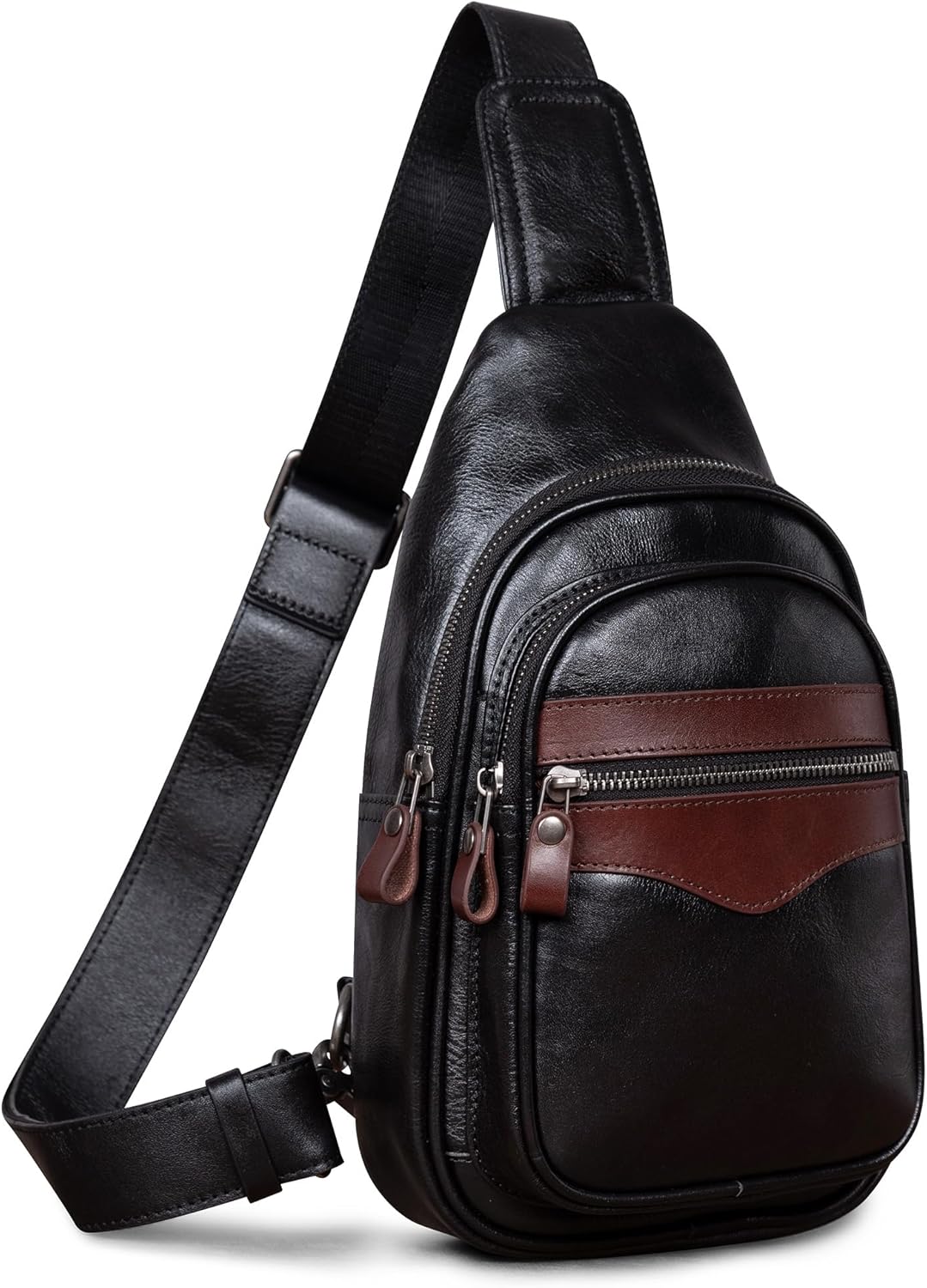 Genuine Leather Sling Bag for Men and Women Crossbody Shoulder Bag Sling Backpack Chest Purse Carry on Casual Daypack | Genuine Leather