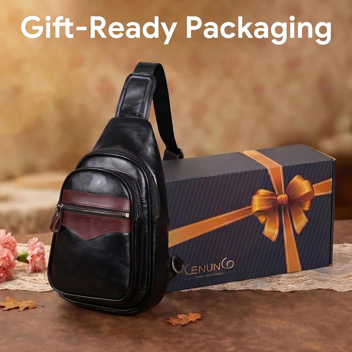 Genuine Leather Sling Bag for Men and Women Crossbody Shoulder Bag Sling Backpack Chest Purse Carry on Casual Daypack | Genuine Leather