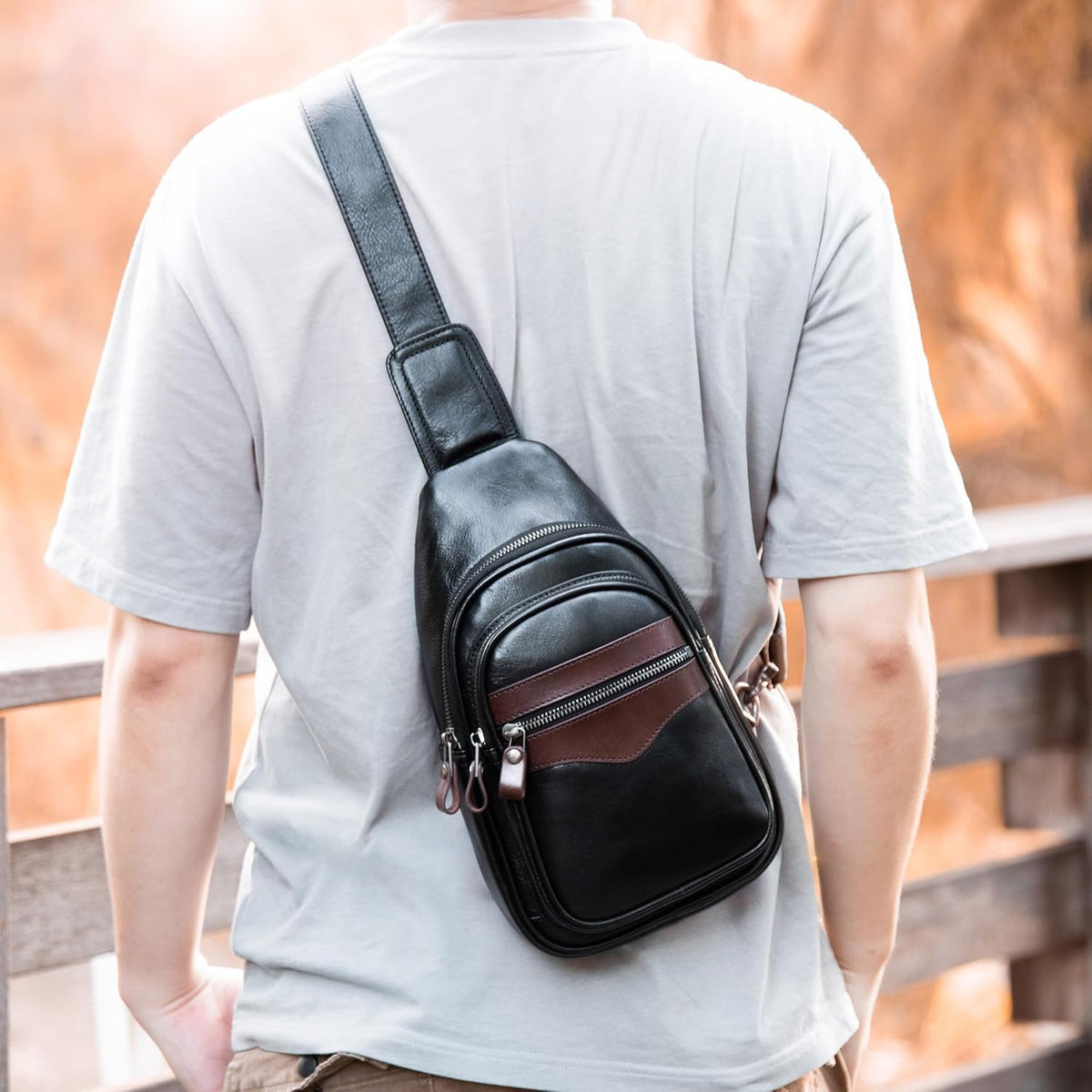 Genuine Leather Sling Bag for Men and Women Crossbody Shoulder Bag Sling Backpack Chest Purse Carry on Casual Daypack | Genuine Leather