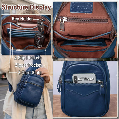 Genuine Leather Sling Bag for Men and Women Crossbody Shoulder Bag Sling Backpack Chest Purse Carry on Casual Daypack | Genuine Leather