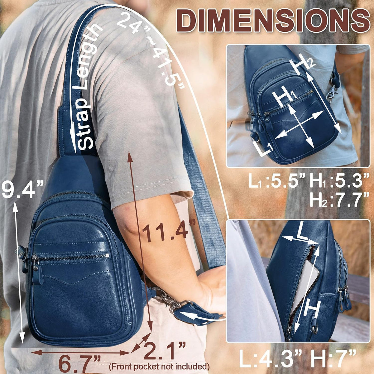 Genuine Leather Sling Bag for Men and Women Crossbody Shoulder Bag Sling Backpack Chest Purse Carry on Casual Daypack | Genuine Leather