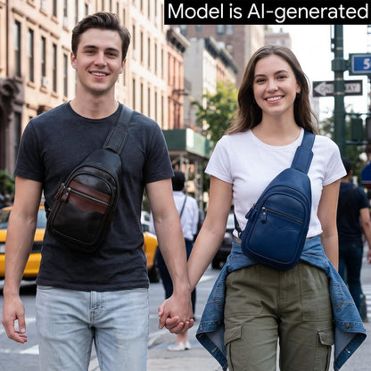 Genuine Leather Sling Bag for Men and Women Crossbody Shoulder Bag Sling Backpack Chest Purse Carry on Casual Daypack | Genuine Leather