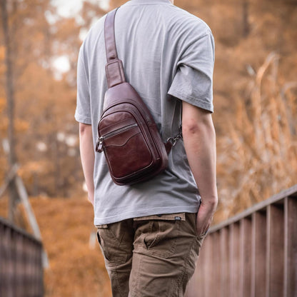 Genuine Leather Sling Bag for Men and Women Crossbody Shoulder Bag Sling Backpack Chest Purse Carry on Casual Daypack | Genuine Leather