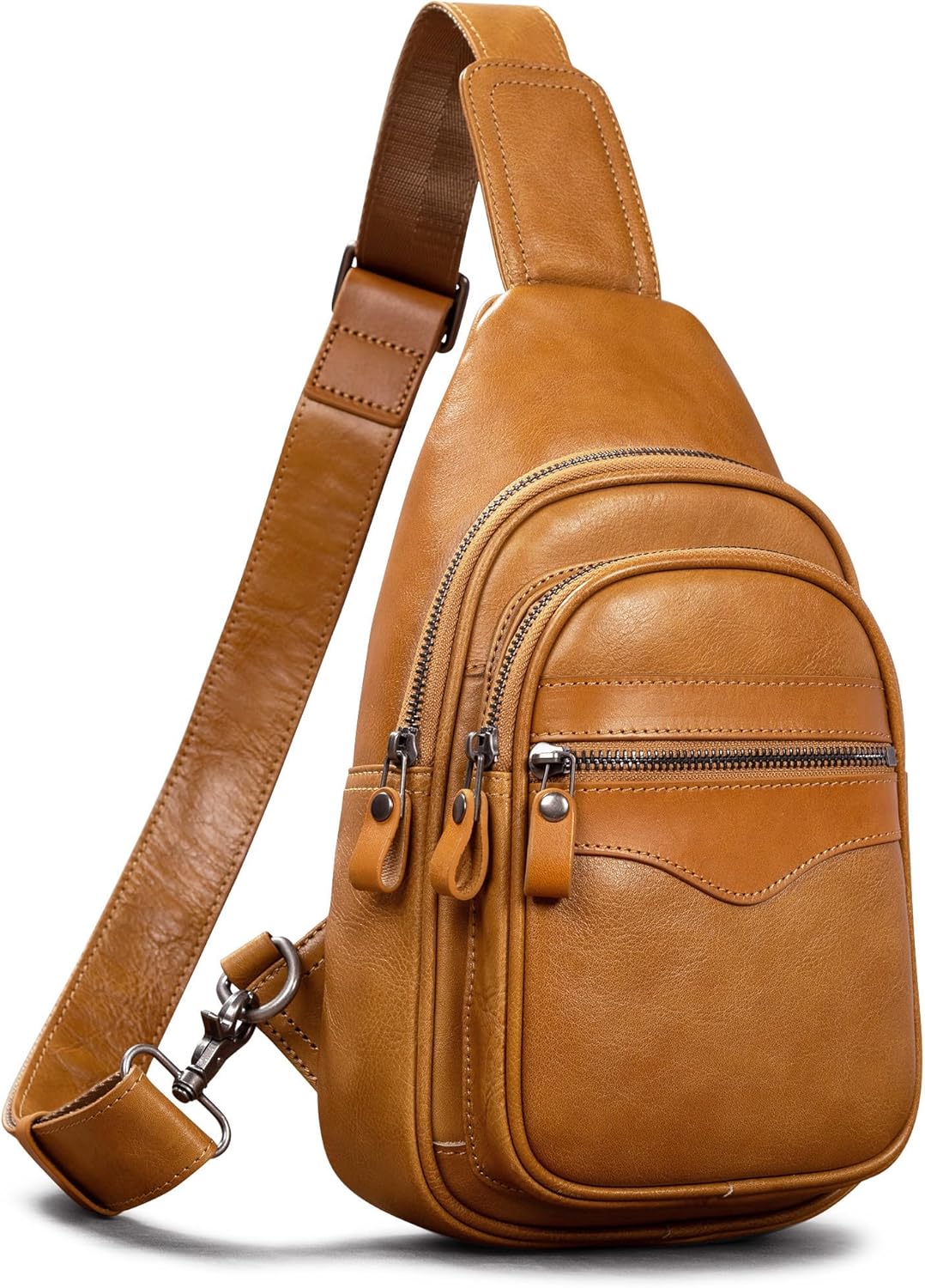 Genuine Leather Sling Bag for Men and Women Crossbody Shoulder Bag Sling Backpack Chest Purse Carry on Casual Daypack | Genuine Leather