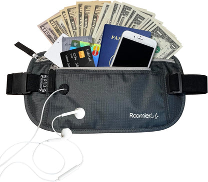 Money Belt for Men Travel Security Belt with Hidden Money Compartment Pocket, Cashsafe Anti-Theft Wallet Non-Metal Buckle