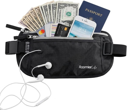Money Belt for Men Travel Security Belt with Hidden Money Compartment Pocket, Cashsafe Anti-Theft Wallet Non-Metal Buckle