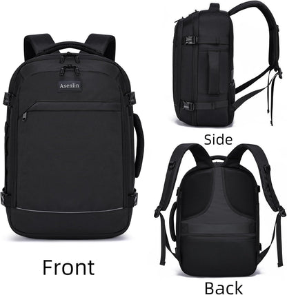 Travel Backpack for Women Men,Flight Approved Carry On Luggage 40L Water Resistant Business Laptop Backpacks Fits TSA 17.3 Inch Computer College Weekender Outdoor Hiking-Grey