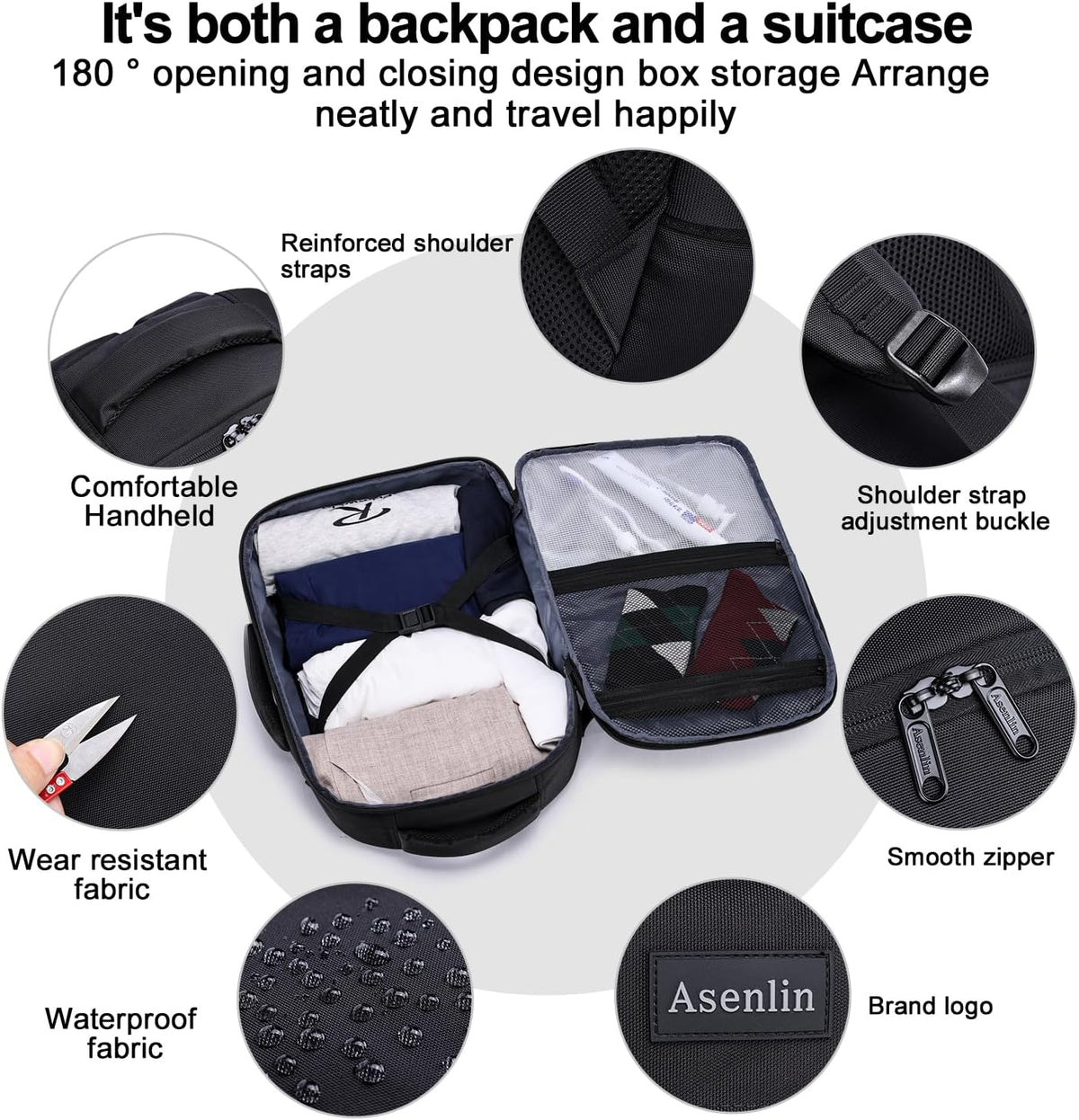 Travel Backpack for Women Men,Flight Approved Carry On Luggage 40L Water Resistant Business Laptop Backpacks Fits TSA 17.3 Inch Computer College Weekender Outdoor Hiking-Grey