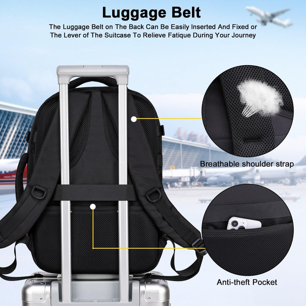 Travel Backpack for Women Men,Flight Approved Carry On Luggage 40L Water Resistant Business Laptop Backpacks Fits TSA 17.3 Inch Computer College Weekender Outdoor Hiking-Grey