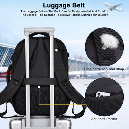 Travel Backpack for Women Men,Flight Approved Carry On Luggage 40L Water Resistant Business Laptop Backpacks Fits TSA 17.3 Inch Computer College Weekender Outdoor Hiking-Grey