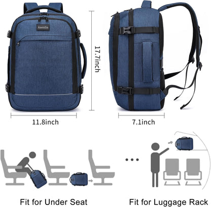 Travel Backpack for Women Men,Flight Approved Carry On Luggage 40L Water Resistant Business Laptop Backpacks Fits TSA 17.3 Inch Computer College Weekender Outdoor Hiking-Grey