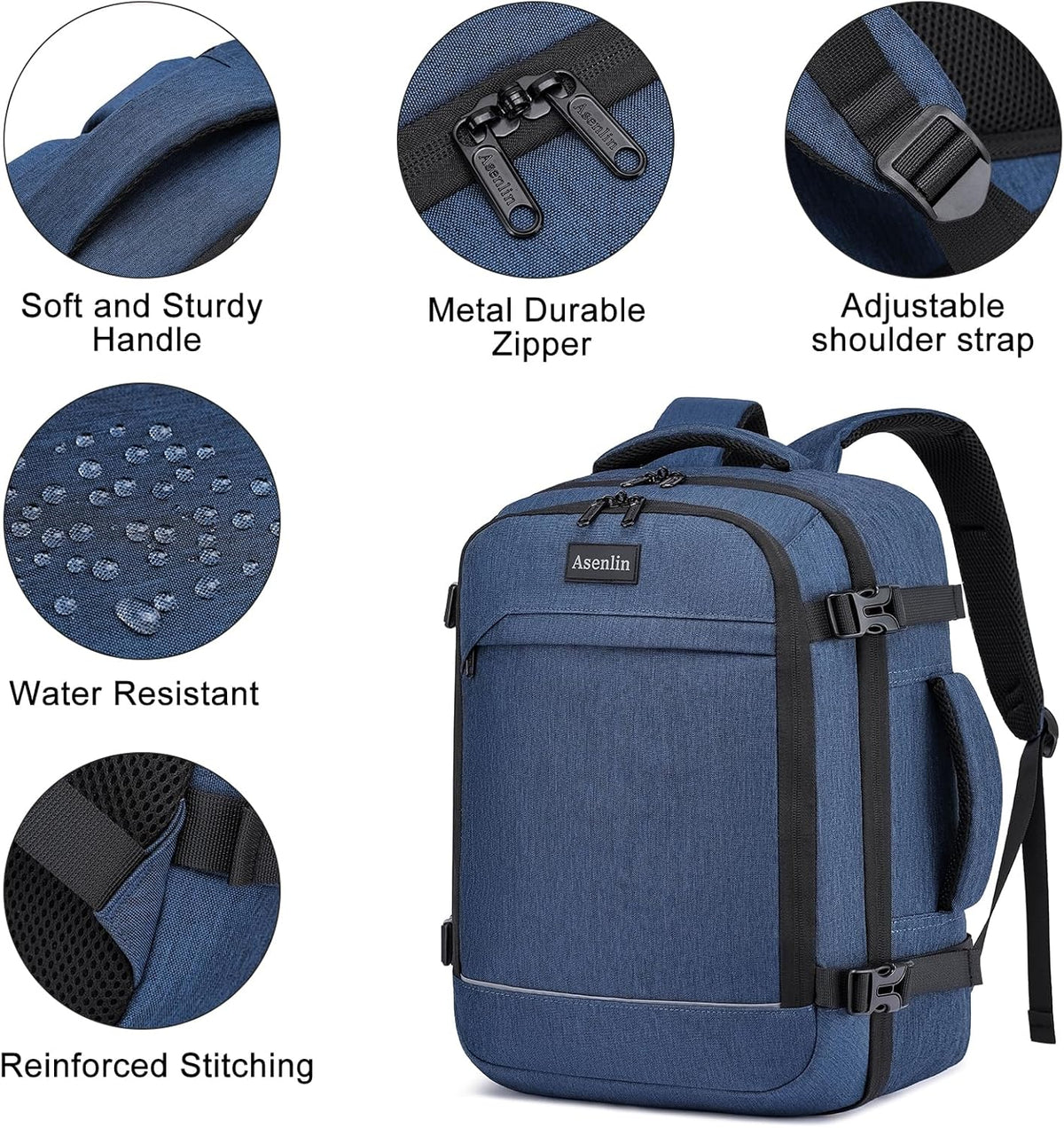 Travel Backpack for Women Men,Flight Approved Carry On Luggage 40L Water Resistant Business Laptop Backpacks Fits TSA 17.3 Inch Computer College Weekender Outdoor Hiking-Grey