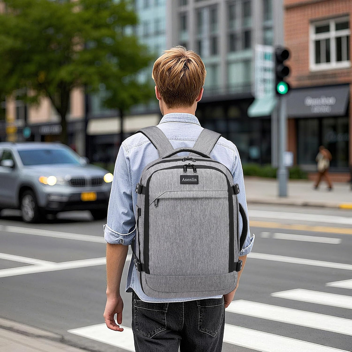 Travel Backpack for Women Men,Flight Approved Carry On Luggage 40L Water Resistant Business Laptop Backpacks Fits TSA 17.3 Inch Computer College Weekender Outdoor Hiking-Grey
