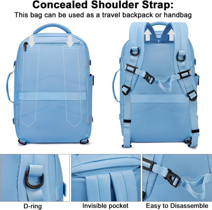 Travel Backpack for Women Men,Flight Approved Carry On Luggage 40L Water Resistant Business Laptop Backpacks Fits TSA 17.3 Inch Computer College Weekender Outdoor Hiking-Grey
