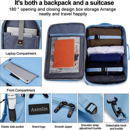Travel Backpack for Women Men,Flight Approved Carry On Luggage 40L Water Resistant Business Laptop Backpacks Fits TSA 17.3 Inch Computer College Weekender Outdoor Hiking-Grey