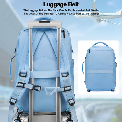 Travel Backpack for Women Men,Flight Approved Carry On Luggage 40L Water Resistant Business Laptop Backpacks Fits TSA 17.3 Inch Computer College Weekender Outdoor Hiking-Grey