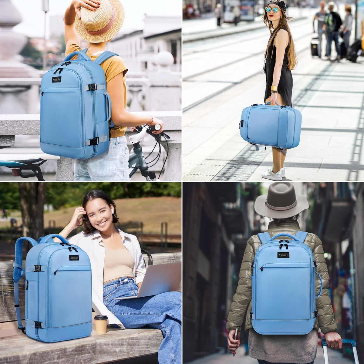 Travel Backpack for Women Men,Flight Approved Carry On Luggage 40L Water Resistant Business Laptop Backpacks Fits TSA 17.3 Inch Computer College Weekender Outdoor Hiking-Grey