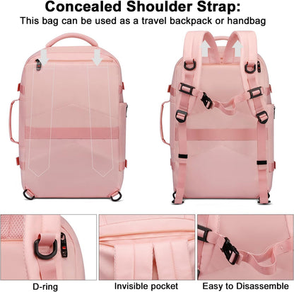Travel Backpack for Women Men,Flight Approved Carry On Luggage 40L Water Resistant Business Laptop Backpacks Fits TSA 17.3 Inch Computer College Weekender Outdoor Hiking-Grey