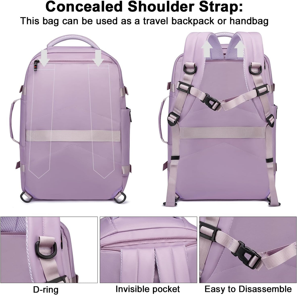 Travel Backpack for Women Men,Flight Approved Carry On Luggage 40L Water Resistant Business Laptop Backpacks Fits TSA 17.3 Inch Computer College Weekender Outdoor Hiking-Grey