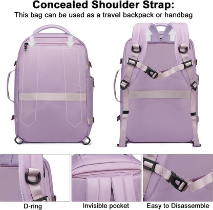 Travel Backpack for Women Men,Flight Approved Carry On Luggage 40L Water Resistant Business Laptop Backpacks Fits TSA 17.3 Inch Computer College Weekender Outdoor Hiking-Grey
