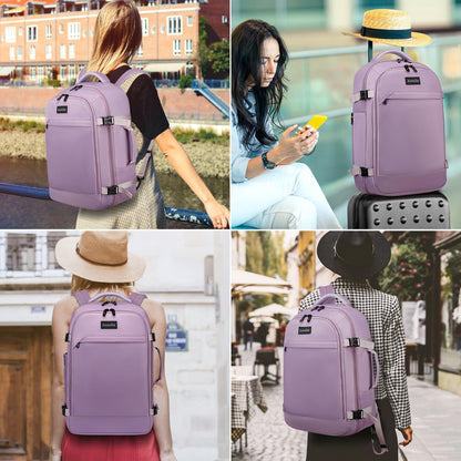 Travel Backpack for Women Men,Flight Approved Carry On Luggage 40L Water Resistant Business Laptop Backpacks Fits TSA 17.3 Inch Computer College Weekender Outdoor Hiking-Grey