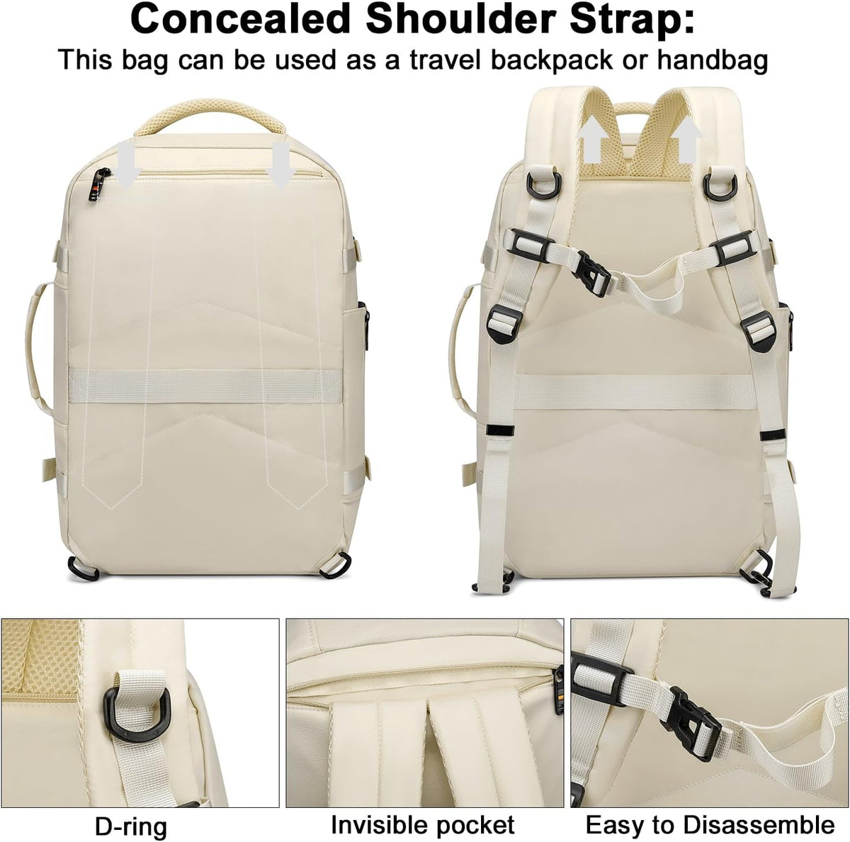Travel Backpack for Women Men,Flight Approved Carry On Luggage 40L Water Resistant Business Laptop Backpacks Fits TSA 17.3 Inch Computer College Weekender Outdoor Hiking-Grey