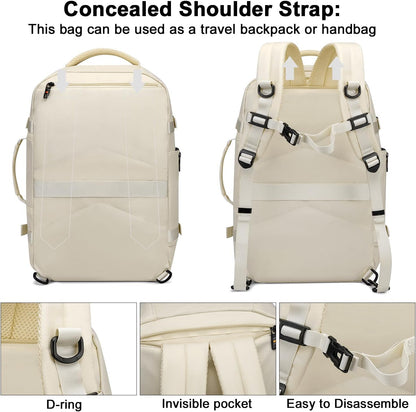 Travel Backpack for Women Men,Flight Approved Carry On Luggage 40L Water Resistant Business Laptop Backpacks Fits TSA 17.3 Inch Computer College Weekender Outdoor Hiking-Grey