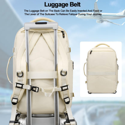 Travel Backpack for Women Men,Flight Approved Carry On Luggage 40L Water Resistant Business Laptop Backpacks Fits TSA 17.3 Inch Computer College Weekender Outdoor Hiking-Grey