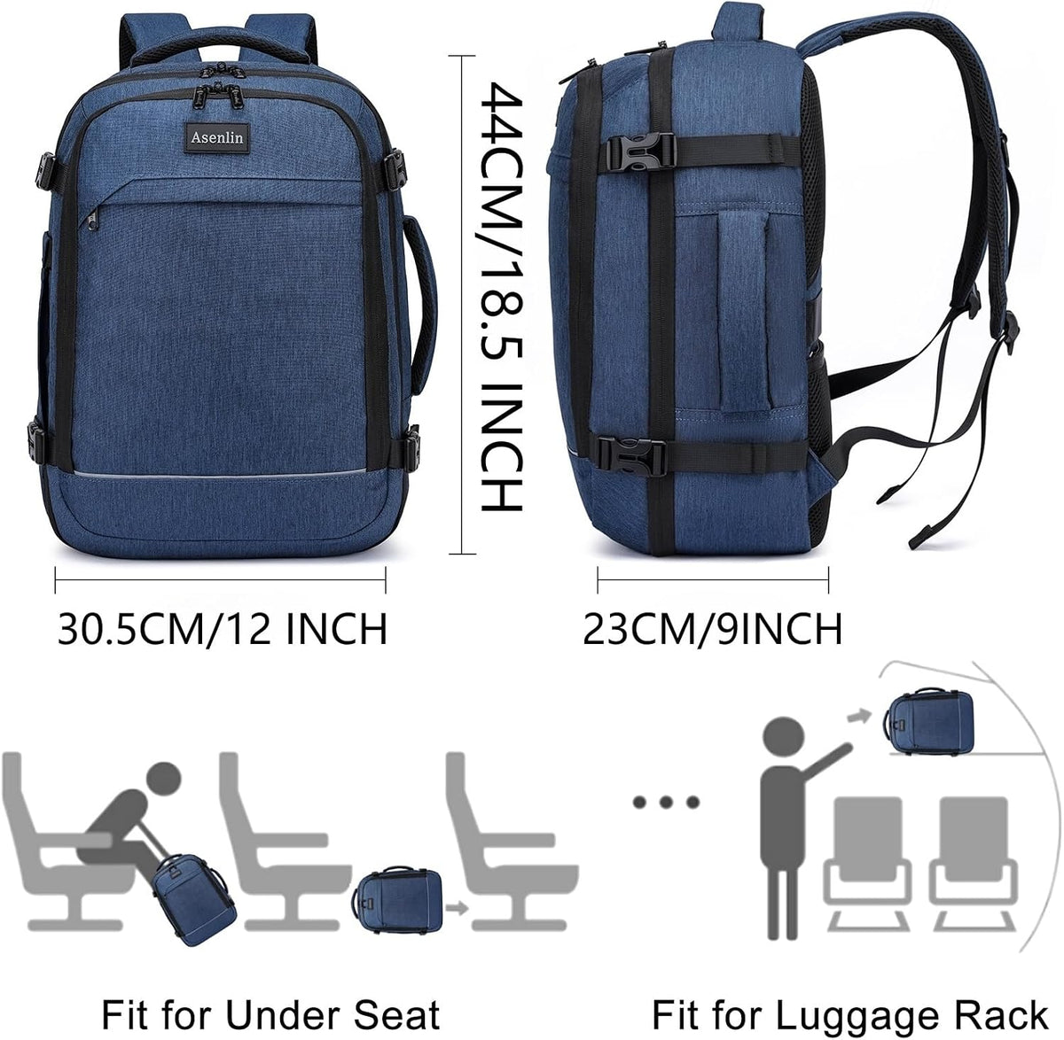 Travel Backpack for Women Men,Flight Approved Carry On Luggage 40L Water Resistant Business Laptop Backpacks Fits TSA 17.3 Inch Computer College Weekender Outdoor Hiking-Grey