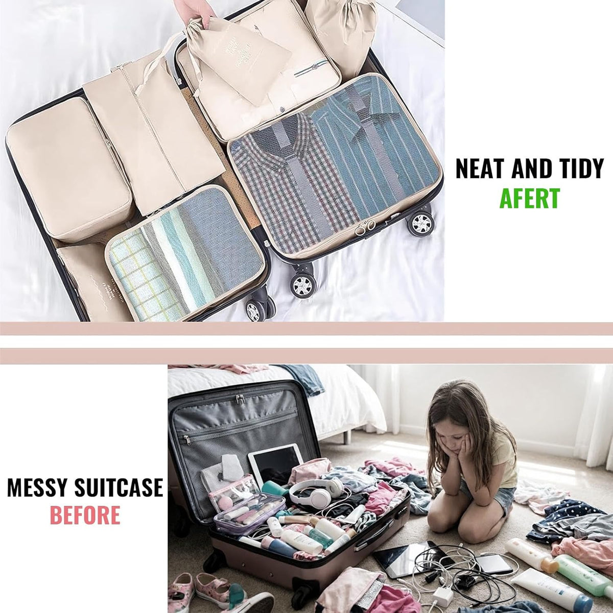 Compression Packing Cubes 7-Piece Set, Lightweight Travel Organizer Bags with Mesh Cubes, Underwear Cube, Shoe Bag, Laundry Bag and Pouch, Carry-On and Cruise Essentials