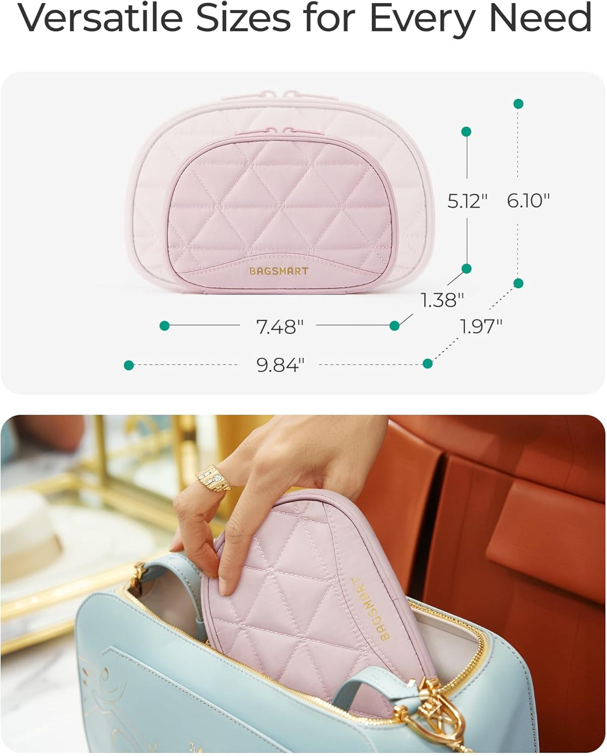 Travel Jewelry Case Jewelry Organizer Storage Roll Rings Necklaces Earrings Bracelets Brooches Watch Large Portable Light Pink