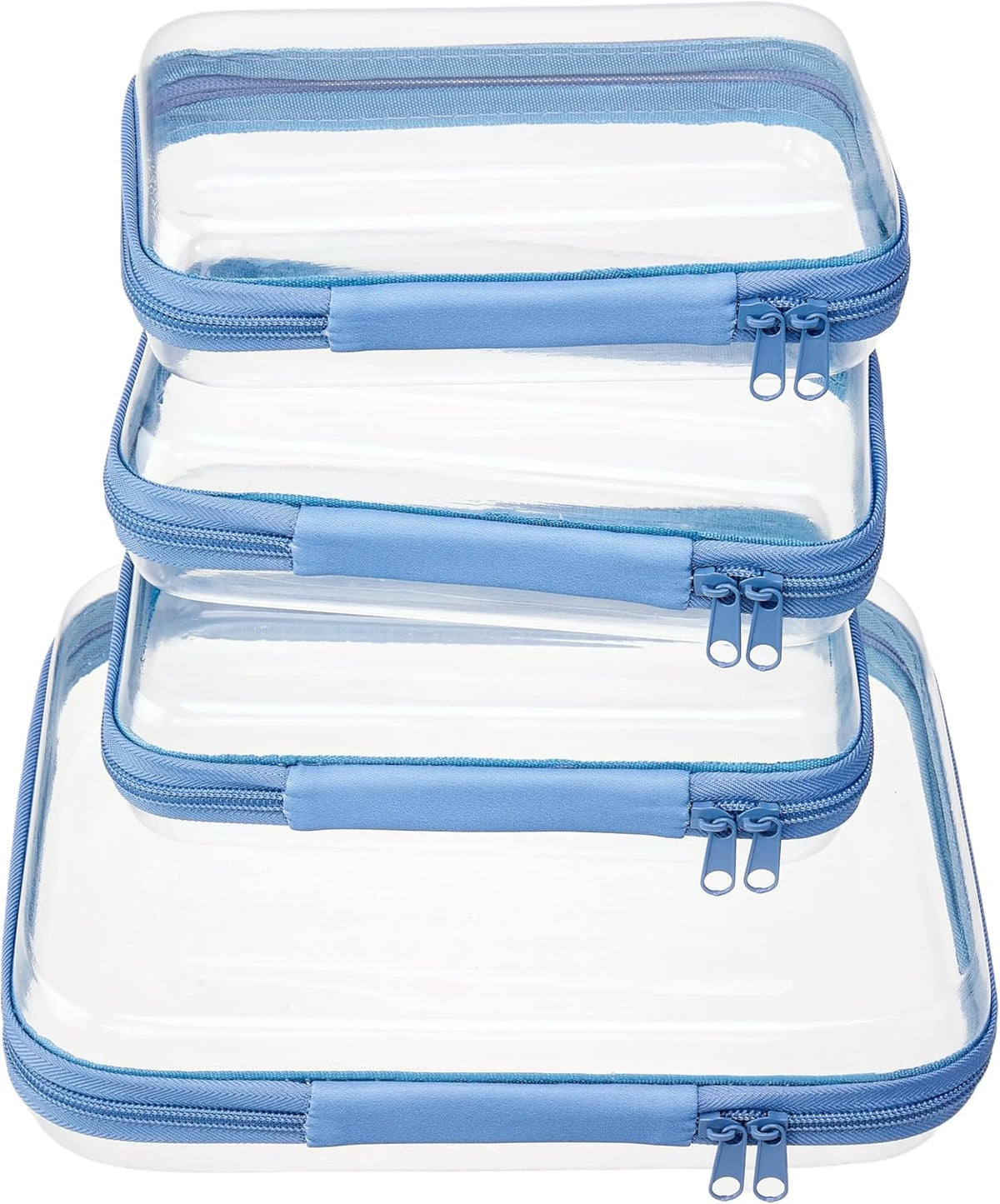 4 pcs Clear Zipper Pouches,Hard Shell Zipper Case, Toiletry Bag for Travel, CLear Diaper Bag, Toiletry Pouch, Travel Organizer, Cosmetic Bag,Toy Storage Bins (M+3S) (Light Pink)