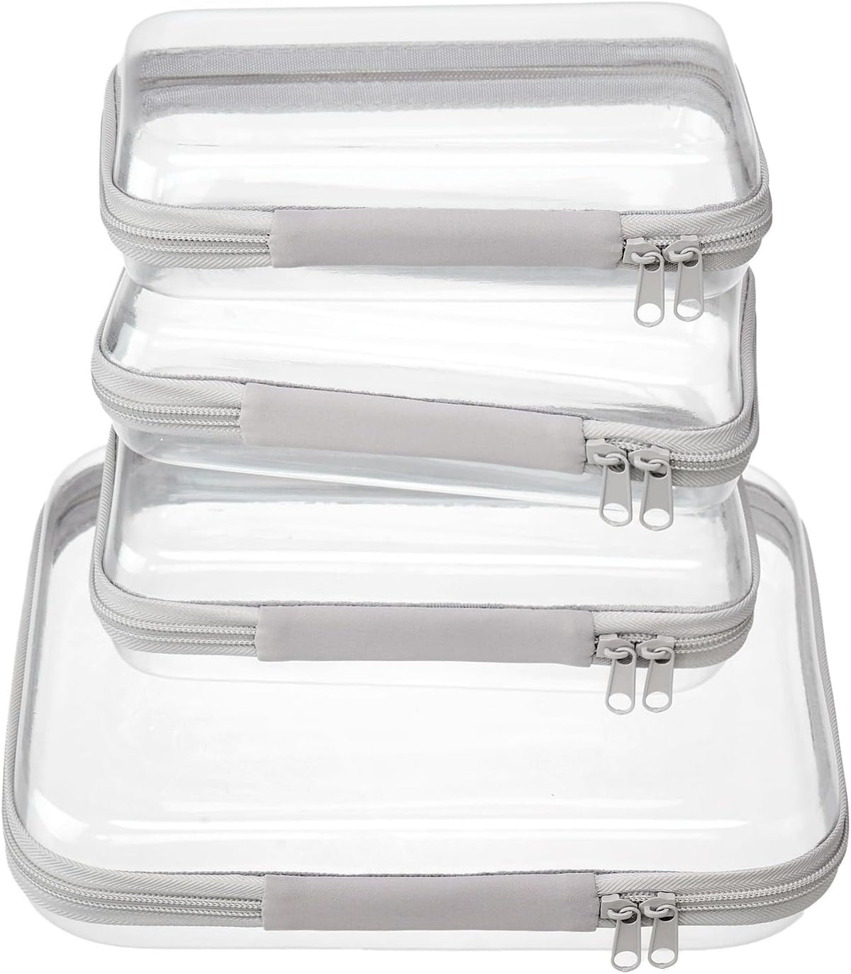 4 pcs Clear Zipper Pouches,Hard Shell Zipper Case, Toiletry Bag for Travel, CLear Diaper Bag, Toiletry Pouch, Travel Organizer, Cosmetic Bag,Toy Storage Bins (M+3S) (Light Pink)