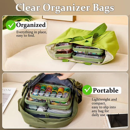 4 pcs Clear Zipper Pouches,Hard Shell Zipper Case, Toiletry Bag for Travel, CLear Diaper Bag, Toiletry Pouch, Travel Organizer, Cosmetic Bag,Toy Storage Bins (M+3S) (Light Pink)