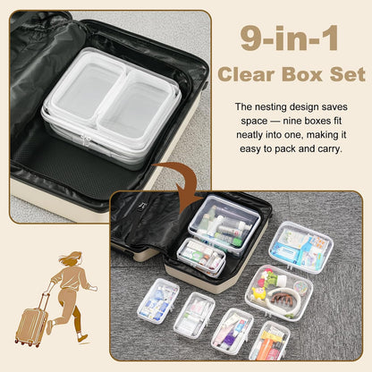 4 pcs Clear Zipper Pouches,Hard Shell Zipper Case, Toiletry Bag for Travel, CLear Diaper Bag, Toiletry Pouch, Travel Organizer, Cosmetic Bag,Toy Storage Bins (M+3S) (Light Pink)