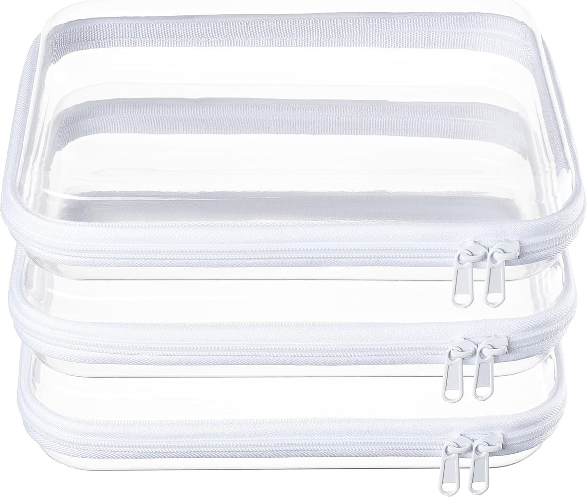 4 pcs Clear Zipper Pouches,Hard Shell Zipper Case, Toiletry Bag for Travel, CLear Diaper Bag, Toiletry Pouch, Travel Organizer, Cosmetic Bag,Toy Storage Bins (M+3S) (Light Pink)